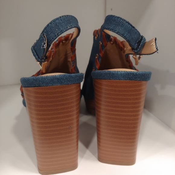Cato Comfort denim peep toe block heel size 10 - Picture 4 of 5